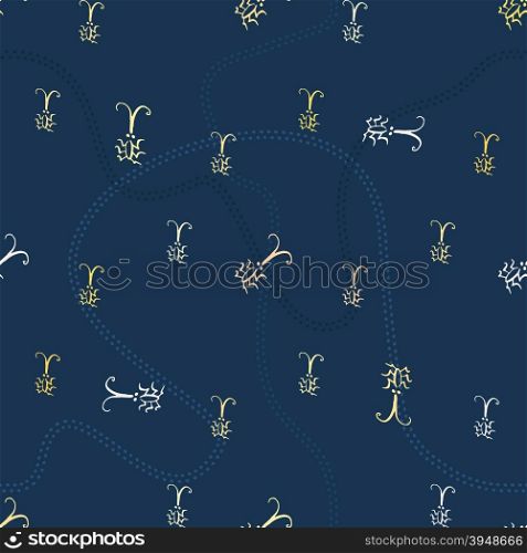 Seamless pattern with sketchy bugs and traces