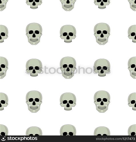 Seamless pattern with skull isolated on white background. Vector illustration for design, web, wrapping paper, fabric.