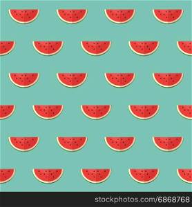Seamless pattern with slices of watermelon in flat style.
