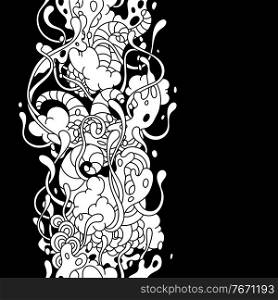 Seamless pattern with slime and tentacles. Urban black abstract cartoon background.. Seamless pattern with slime and tentacles.
