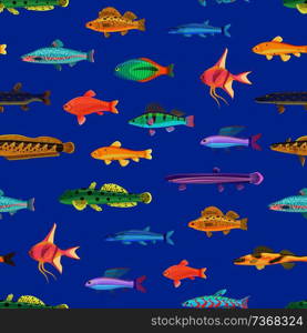 Seamless pattern with small marine creatutes cartoon vector illustration. Print for textile or fabric with sea inhabitants, cartoonish wallpaper.. Varicoloured Marine Creatures Seamless Pattern