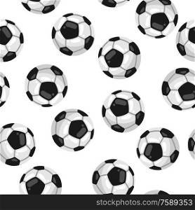 Seamless pattern with soccer balls in flat style. Stylized sport equipment background.. Seamless pattern with soccer balls in flat style.