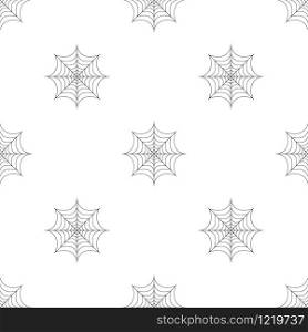 Seamless pattern with spider web on white background. Halloween spiderweb texture. Cobweb line style. Vector illustration for design, web, wrapping paper, fabric.