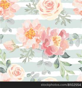Seamless pattern with spring flower and stripe Vector Image