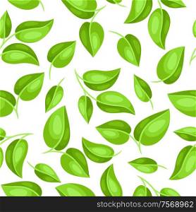 Seamless pattern with spring leaves. Beautiful decorative natural plants and sprigs.. Seamless pattern with spring leaves.