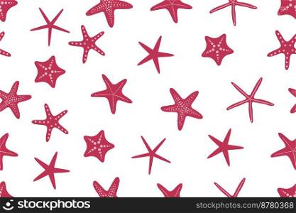 Seamless pattern with starfish pattern. A hand-drawn icon or st&in the form of a starfish, made in a flat style. Vector illustration.. Seamless pattern with starfish pattern. A hand-drawn icon or st&in the form of a starfish, made in a flat style. Vector illustration