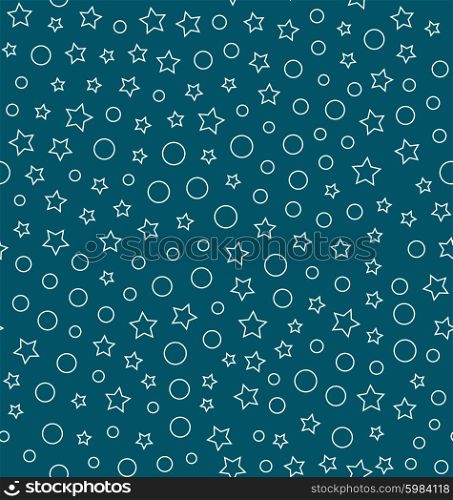 Seamless pattern with stars and circles ring. Seamless pattern with stars and circles ring on green background - vector