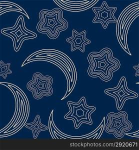 Seamless pattern with stars and moon
