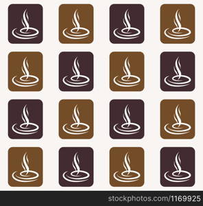 Seamless pattern with steaming silhouettes over coffee cup.Seamless pattern background.