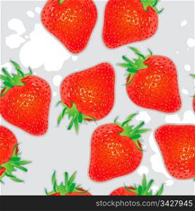 Seamless pattern with strawberries, abstract art