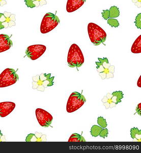 Seamless pattern with strawberries, berries and flowers. Sweet food repeat fabric background. organic fruits.. Seamless pattern with strawberries, berries and flowers. Sweet food repeat fabric background. organic fruits