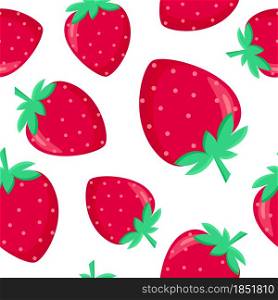 Seamless pattern with strawberries, vector illustration. Red whole strawberries in different sizes. Bright summer background, wallpaper.. Seamless pattern with strawberries, vector illustration.