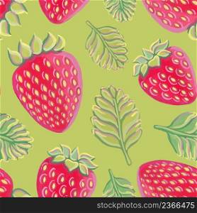 Seamless pattern with strawberries. Vector illustration.. Seamless strawberries pattern