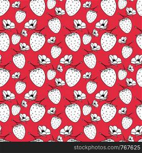Seamless pattern with strawberries. Vector pink background for textile and packaging design. Seamless pattern with strawberries. Vector pink background for textile and packaging design.