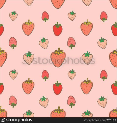 Seamless pattern with strawberry background. Vector illustrations for gift wrap design