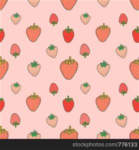 Seamless pattern with strawberry background. Vector illustrations for gift wrap design