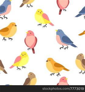 Seamless pattern with stylized birds. Image of wild birdie in simple style. Vector icons.. Seamless pattern with stylized birds. Image of wild birdie in simple style.