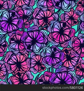 Seamless pattern with stylized colored tropical flowers. Seamless pattern with stylized colored tropical flowers.
