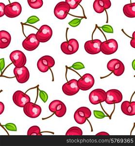 Seamless pattern with stylized fresh ripe cherries.. Seamless pattern with stylized fresh ripe cherries