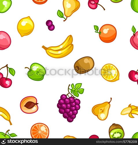Seamless pattern with stylized fresh ripe fruits.. Seamless pattern with stylized fresh ripe fruits