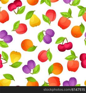 Seamless pattern with stylized fresh ripe fruits. Seamless pattern with stylized fresh ripe fruits.