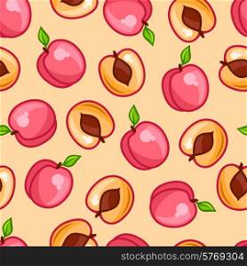 Seamless pattern with stylized fresh ripe peaches.. Seamless pattern with stylized fresh ripe peaches
