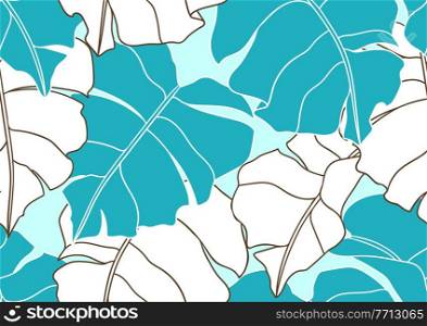Seamless pattern with stylized palm leaves. Decorative image of tropical foliage and plants. Linear texture.. Seamless pattern with stylized palm leaves. Decorative image of tropical foliage and plants.