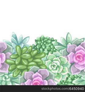 Seamless pattern with succulents. Echeveria, Jade Plant and Donkey Tails. Seamless pattern with succulents. Echeveria, Jade Plant and Donkey Tails.