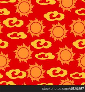 Seamless pattern with sun and clouds in Chinese style. Seamless pattern with sun and clouds in Chinese style.
