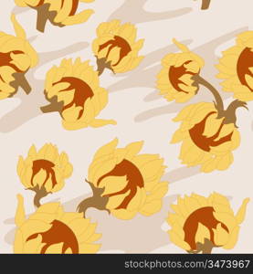 seamless pattern with sunflowers