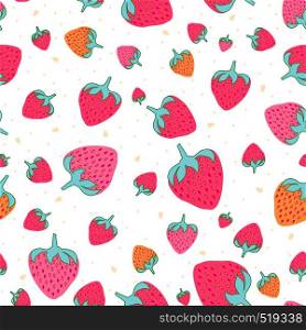 Seamless pattern with sweet strawberries. Fruit background. pattern in swatch