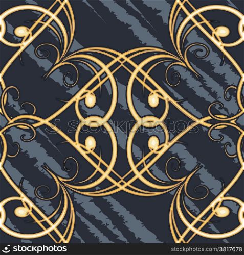 Seamless pattern with swirls drawn in ornate vintage style