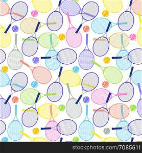 Seamless pattern with tennis rackets and balls.Vector illustration.. tennis rackets and balls
