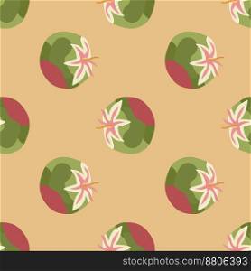 Seamless pattern with tomato. Organic vegetable wallpaper. Decorative backdrop for fabric design, textile print, kitchen textiles, wrapping, cover. Doodle vector illustration. Seamless pattern with tomato. Organic vegetable wallpaper.