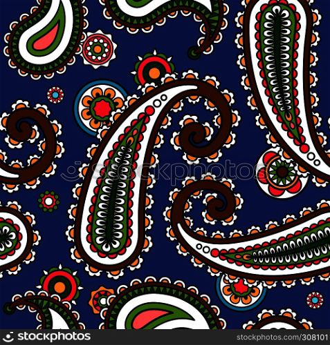 Seamless pattern with traditional asian paisley elements. Traditional asian paisle seamless pattern