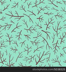 Seamless pattern with tree branch silhouettes over green background.. Seamless pattern with tree branch silhouettes over green background. Vector illustration