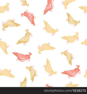 Seamless pattern with tropic parrots random orange and pink silhouettes. Isolated print. White background. Perfect for fabric design, textile print, wrapping, cover. Vector illustration.. Seamless pattern with tropic parrots random orange and pink silhouettes. Isolated print. White background.