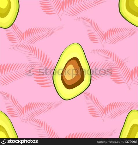 seamless pattern with tropical and exotic fruits in unique trendy organic style, avocado fruit ripe.