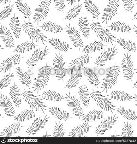Seamless pattern with tropical black leaves on white background, vector illustration