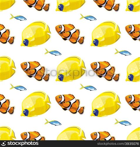 Seamless pattern with tropical fish. Vector illustration