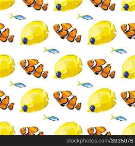Seamless pattern with tropical fish. Vector illustration