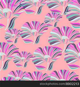 Seamless pattern with tropical leaves. Stylized floral background. Design for fabric, textile print, wrapping paper, cover, poster. Vector illustration in retro style.. Seamless pattern with tropical leaves. Stylized floral background.