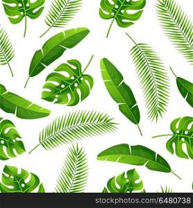Seamless pattern with tropical palm leaves. Exotic tropical plants. Illustration of jungle nature. Seamless pattern with tropical palm leaves. Exotic tropical plants. Illustration of jungle nature.