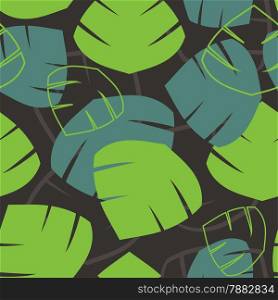 Seamless pattern with tropical palm leaves. Vector illustration.