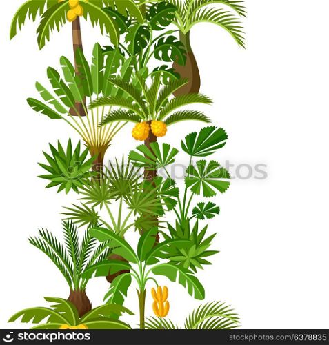 Seamless pattern with tropical palm trees. Exotic tropical plants Illustration of jungle nature. Seamless pattern with tropical palm trees. Exotic tropical plants Illustration of jungle nature.