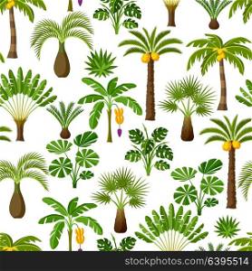 Seamless pattern with tropical palm trees. Exotic tropical plants Illustration of jungle nature. Seamless pattern with tropical palm trees. Exotic tropical plants Illustration of jungle nature.