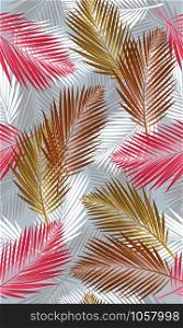 Seamless pattern with tropical palms leaves: jungle leaf seamless. Swimwear botanical design. Vector.