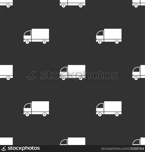 Seamless pattern with truck on black background. Seamless pattern with truck