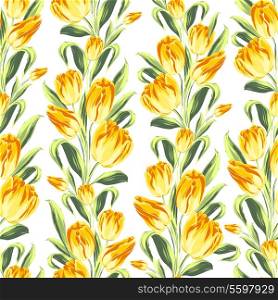 Seamless pattern with tulip bouquets. Vector illustration.