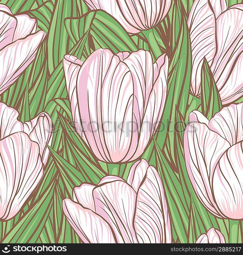 Seamless pattern with tulips